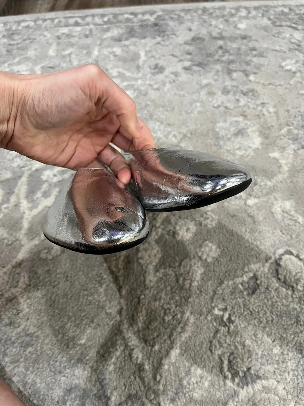 Jeffrey Campbell ROMP Flat Metallic Silver Slip-On Loafers